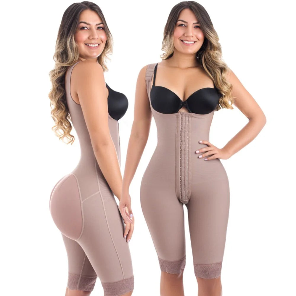 Compression Fabric Abdominal Control Adjustable Shoulder Clasps And Buttock Butt Lifter Slimming Body Shaper