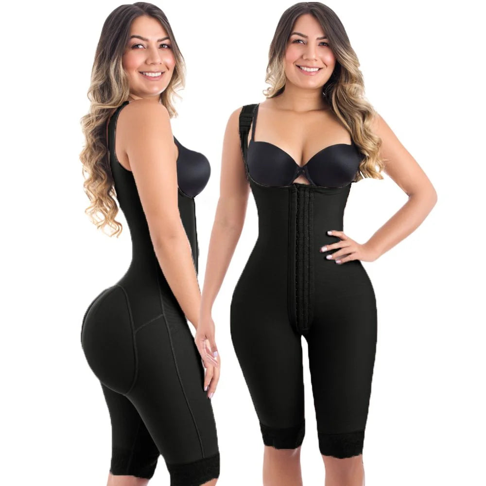 Compression Fabric Abdominal Control Adjustable Shoulder Clasps And Buttock Butt Lifter Slimming Body Shaper