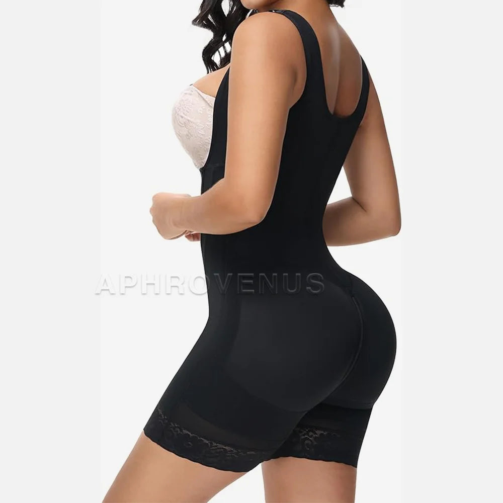 Women Full Body Shaper Double Compression Tummy Control Post Surgery Shapewear Butt Lifter with Zipper Crotch