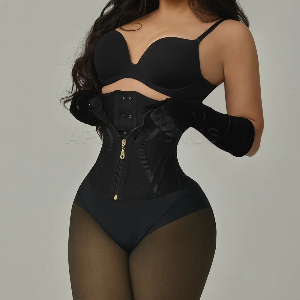 High Compression Flat Belly Shapewear Waist Trainer Corset Postpartum Girdles Shaper with Zipper & Hook-eyes