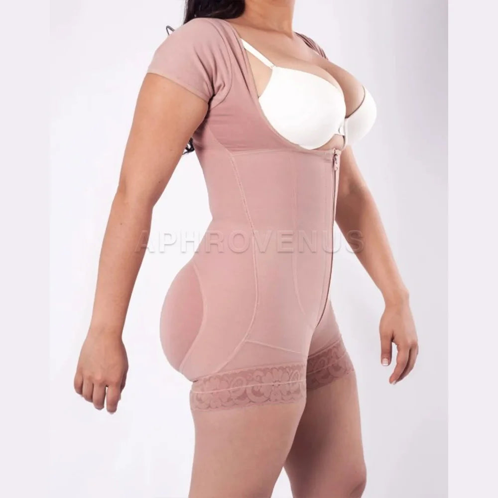 Women's Compression Short Sleeves Butt Lifter Body Shaper Slimming Tummy Control Shapewear for Postpartum Use