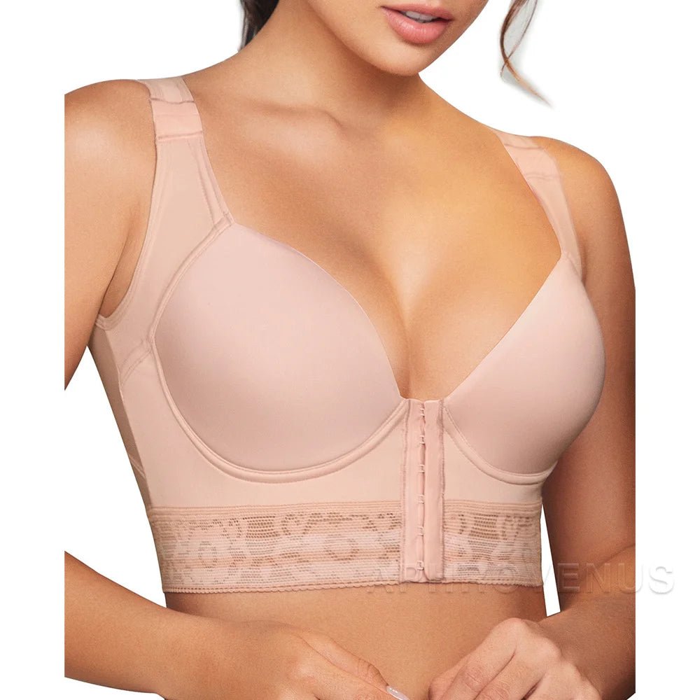 Women's High Back Posture Corrector Bra Shaper Plus Size Wide Band Bras Shapewear Back Fat Smooth Underwear Shaper Tops
