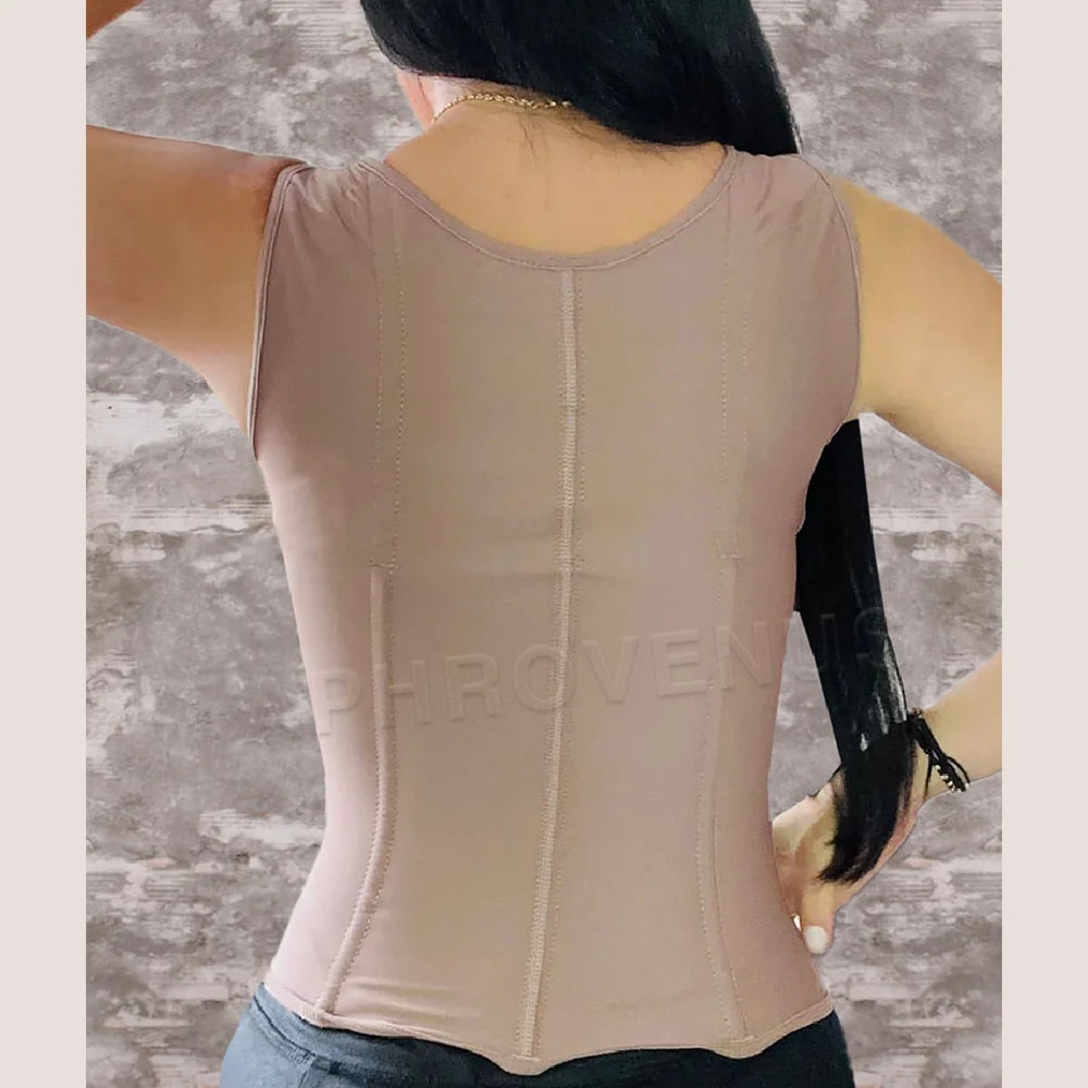 Women Front Zipper and Hook-eyes inside Design Waist Trainer Tops Slimming Shaper Vest Belt Flat Belly Corset