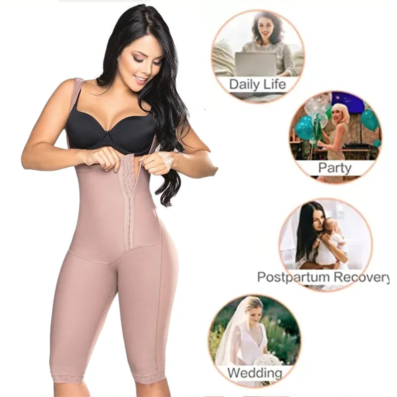 High Compression Long Pants Girdle With Brooches Bust For Daily Post-Surgical Use Slimming Belly Body Shaper