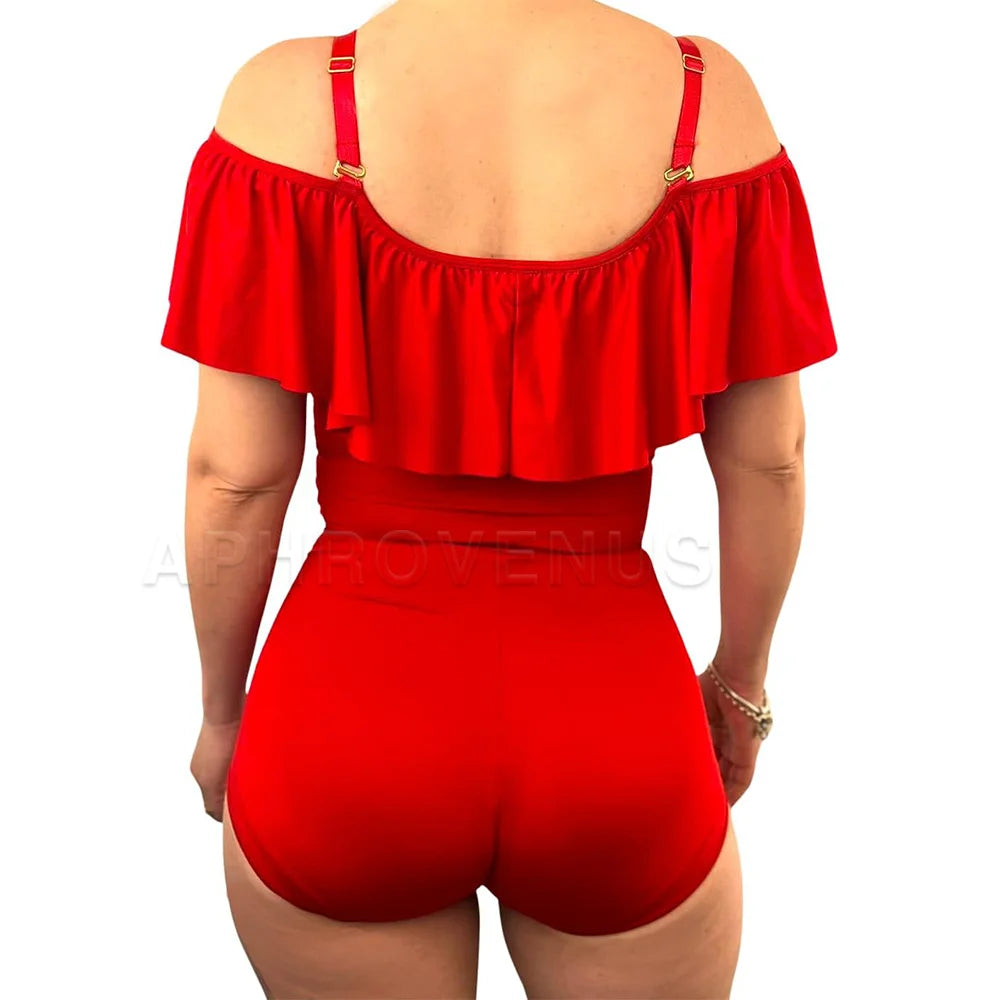 Red Ruffles Tummy Control Triangle Body Hourglass Shaper Compression Shapewear Waist Trainer Hook-eyes Underwear New