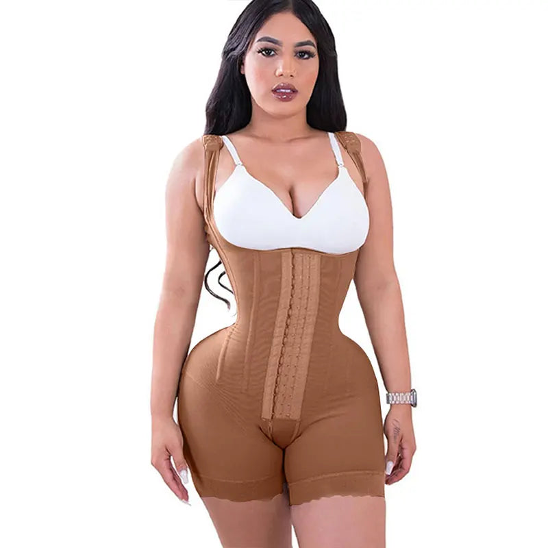 Fajas Women's High Double Compression Garment Abdomen Control Hool-eyes Tummy Control Adjustable Bodysuit With Bones Body Shaper
