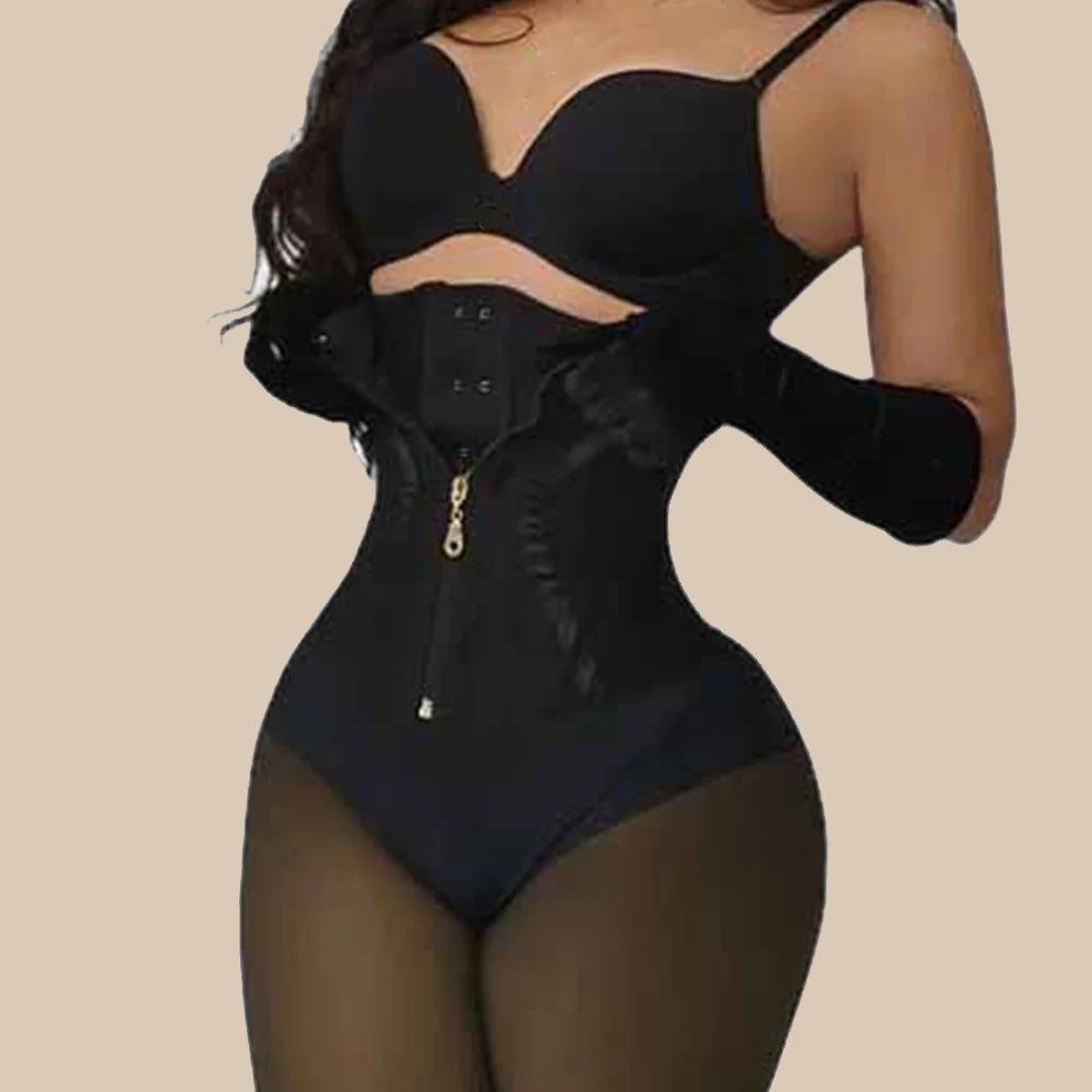Double Compression Waist Trainer Girdles Corset   Body Shaper Flat Belly Shapewear Postpartum Belt with Zipper