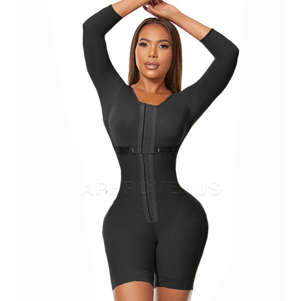 Women Slimming Long Sleeves Compression Butt Lifter Body Shaper Waist Trainer Post Liposuction Shapewear