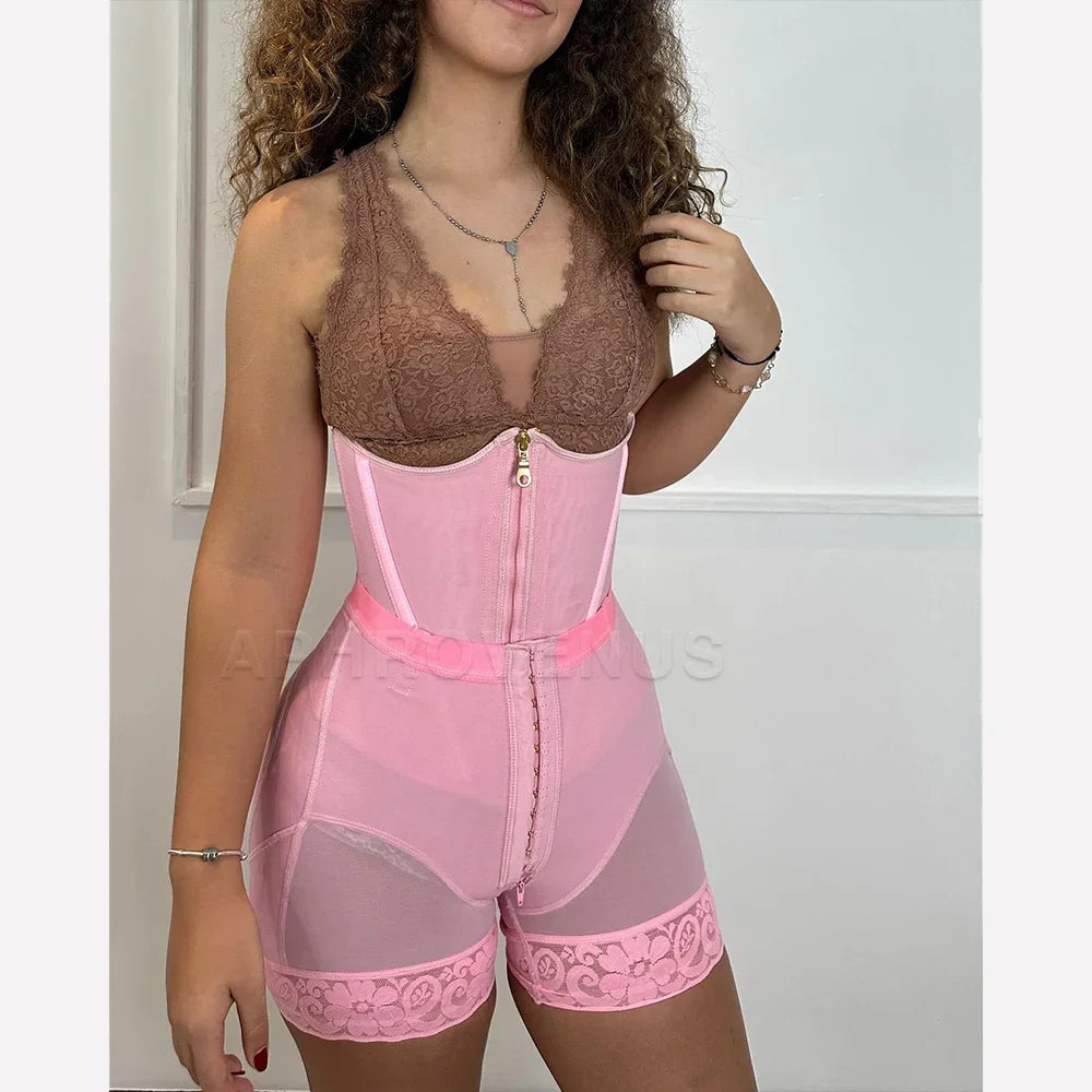Pink Butt Lifter Shorts for Women High Waist Shapewear Waist Trainer Slimming Compression Underwear