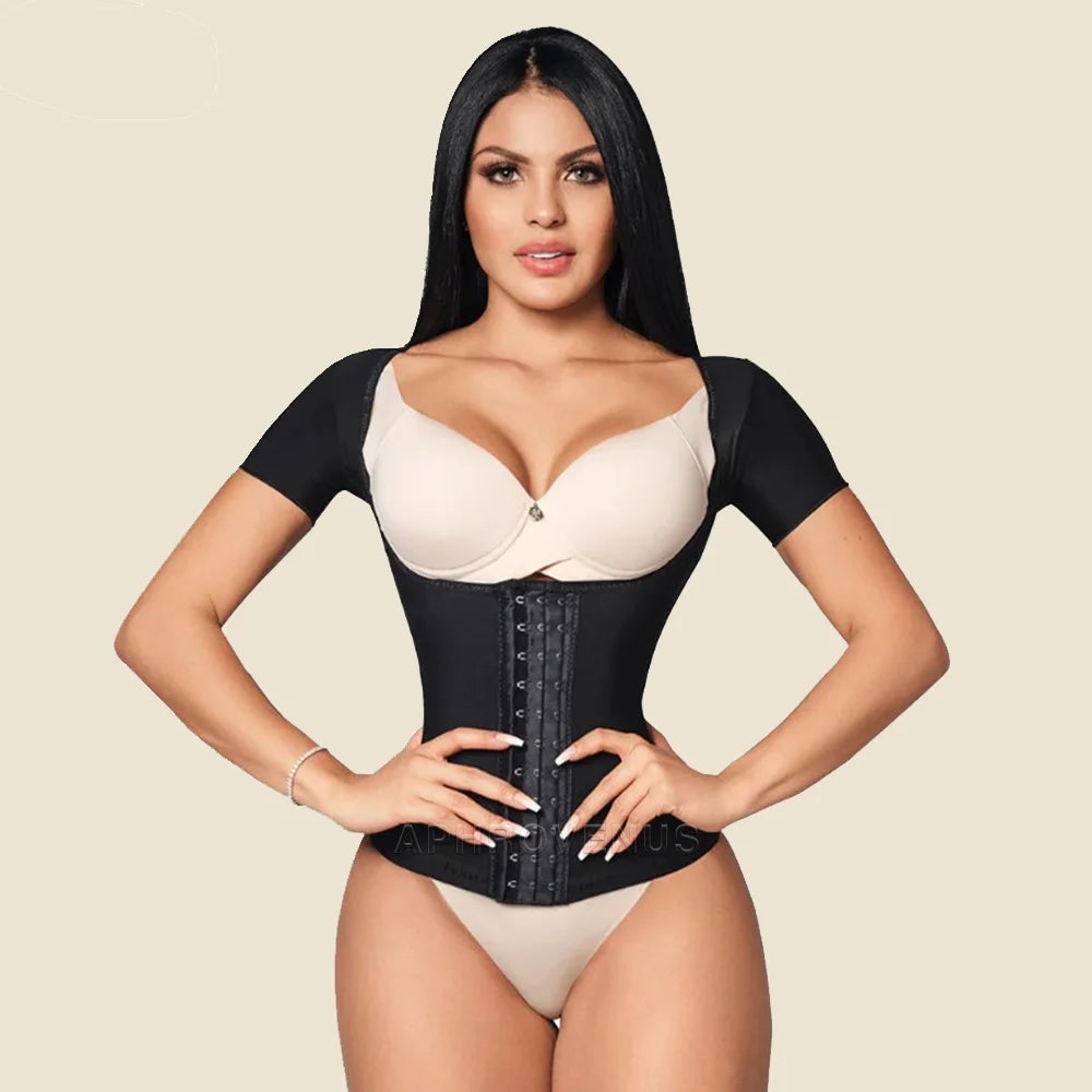 Short Sleeve Breasted Waist Trainer Top Body Sculpting Clothes  Fitness Shaper Abdomen Sports Clothes Slimming Underwear