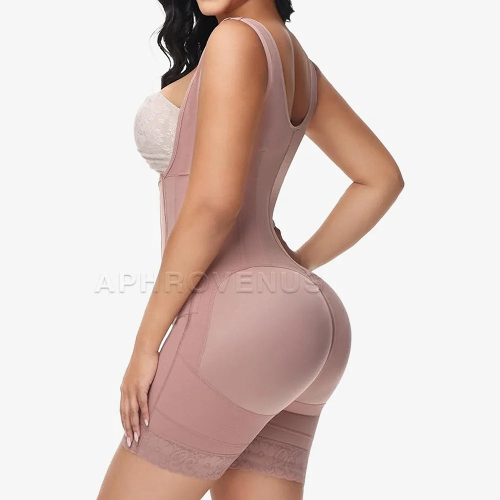 Women Full Body Shaper Double Compression Tummy Control Post Surgery Shapewear Butt Lifter with Zipper Crotch