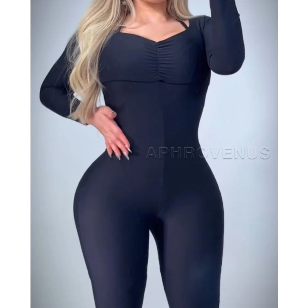 Women Full Body Shaper Slimming High Compression Shapewear Waist Trainer Post Surgery Compression Garment with Long Sleeves