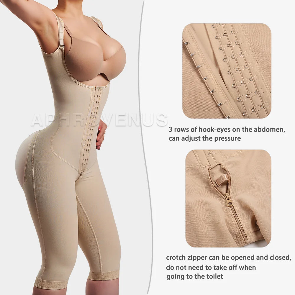 Women Long-pants Full Body Shapewear Postpartum Waist Trainer Shaper Post Liposuction Tummy Control Bodysuit
