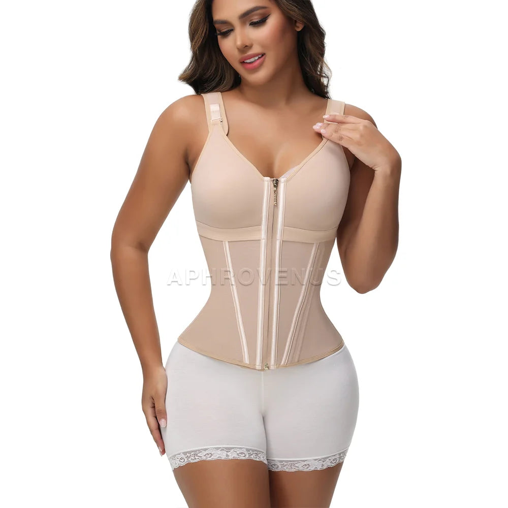 Compression Tank Tops Tummy Control Workout Tops Shapewear with Zipper Body Shaper Vest Belt Flat Belly Corset