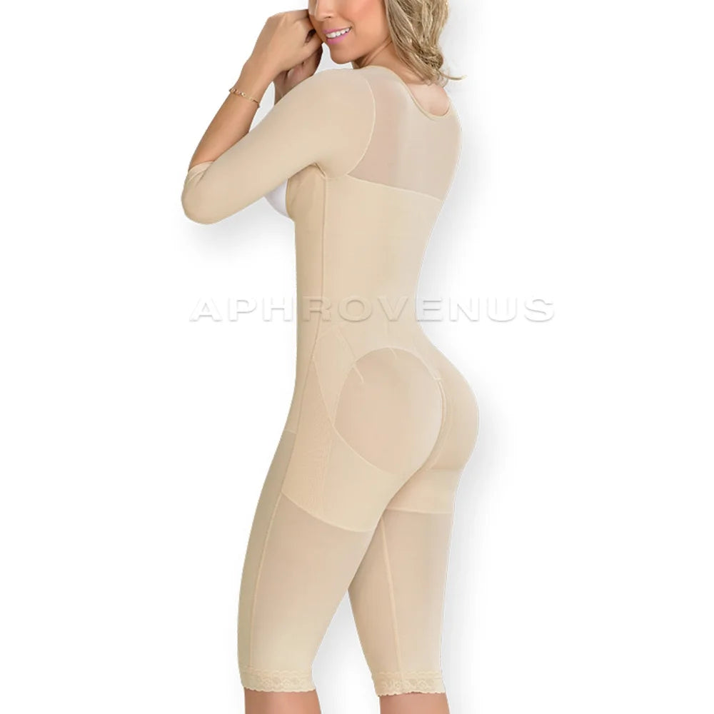 Women Long Sleeve Open Bust Full Bodysuit Tummy Control Compression Shapewear Workout Jumpsuit Body Shaper