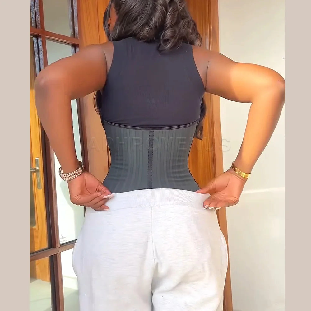 Women Compression Girdles with Bone Adjustable Zipper and Row Buckle Flat Belly Body Shaper Sexy Shaping Curve