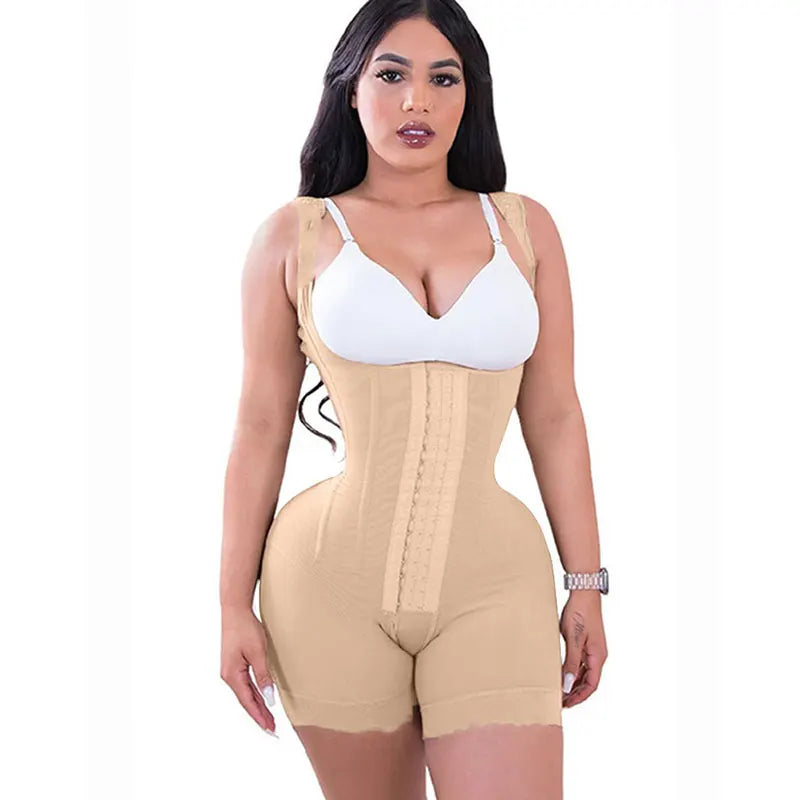 Fajas Women's High Double Compression Garment Abdomen Control Hool-eyes Tummy Control Adjustable Bodysuit With Bones Body Shaper