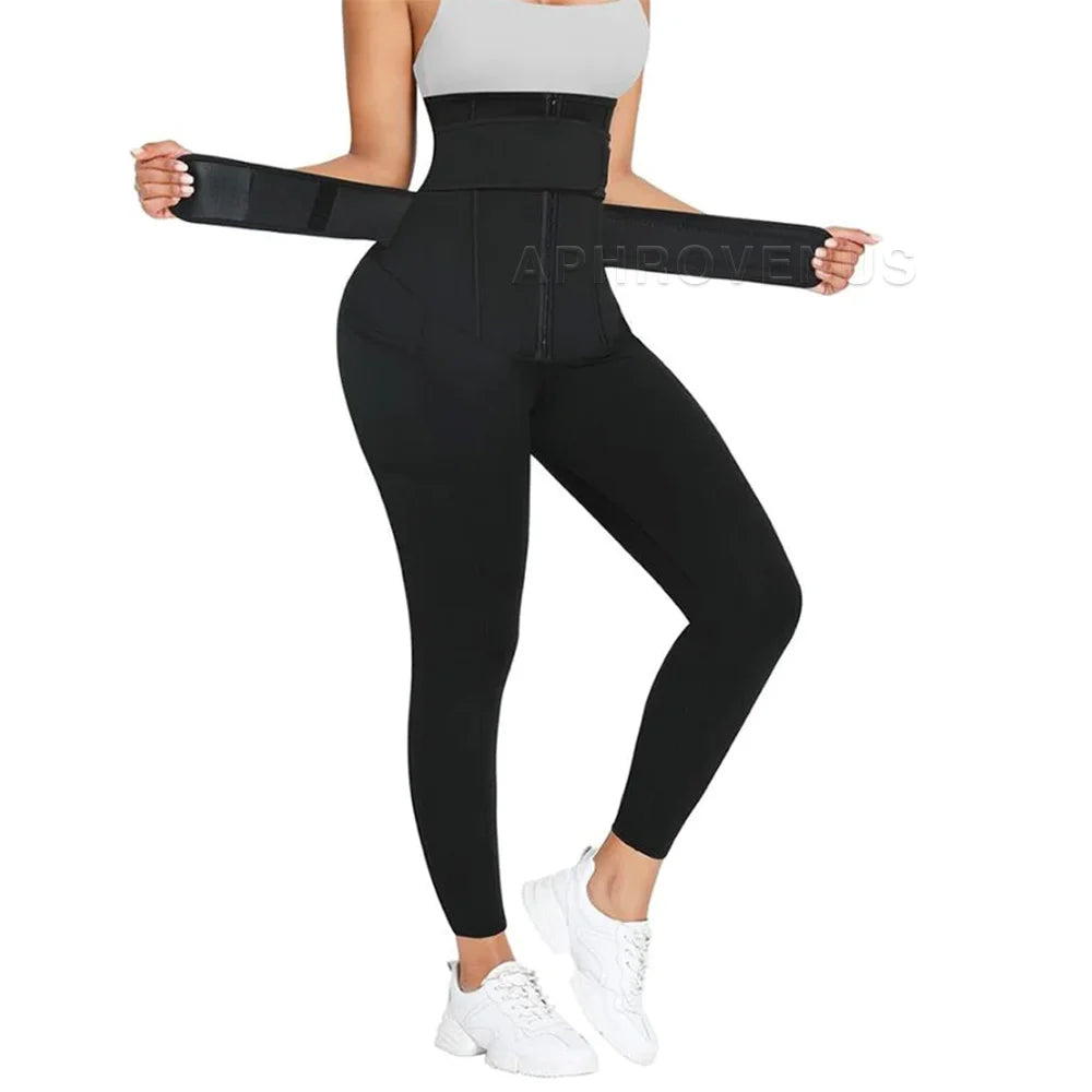 High-Waisted Women Sweat Yoga Shape Pants with Belt Legging for Fitness Slim Black Leggings Push Up Sports Leggings Sportswear