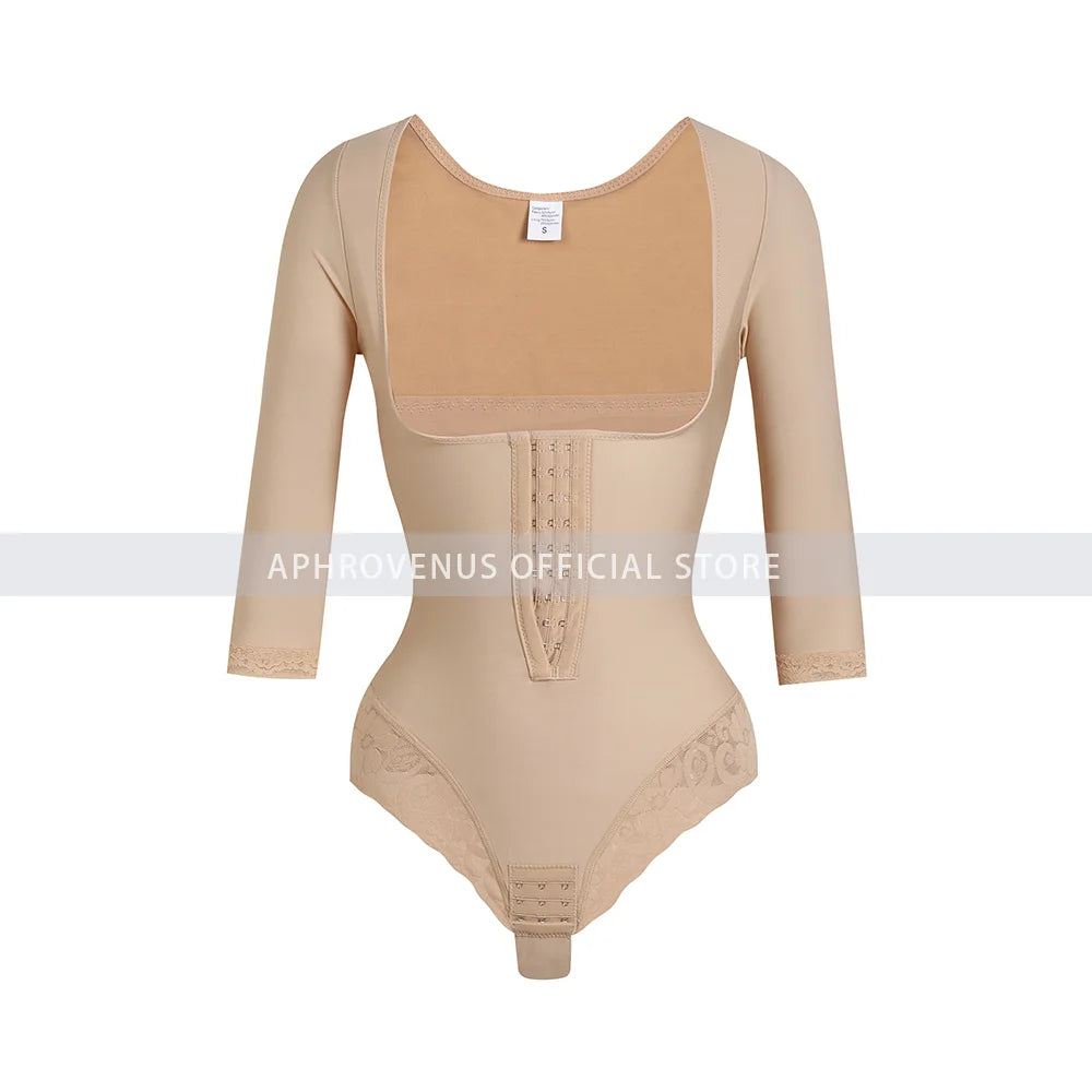 Fajas Women's Compression Garment With Long Sleeves Straps Hook Closure Shapewear Waist Trainer Tummy Control Body Shaper