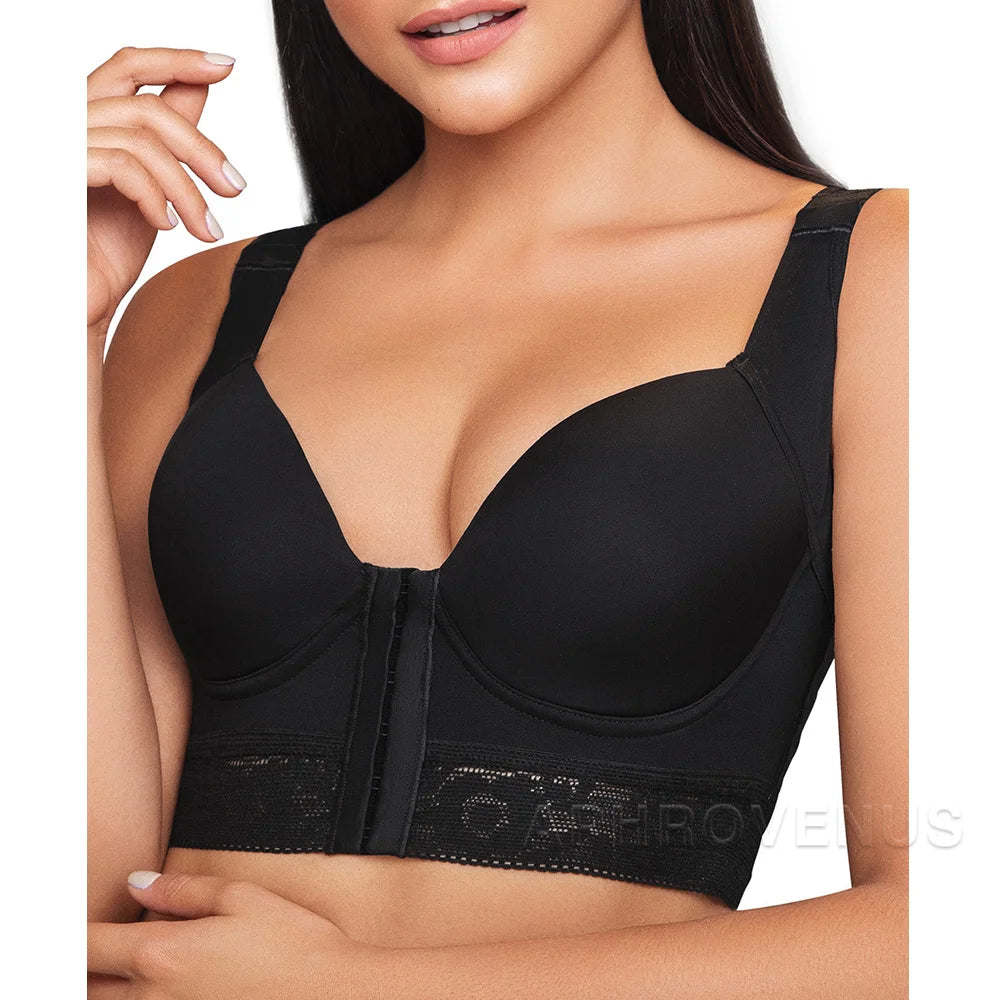 Women's High Back Posture Corrector Bra Shaper Plus Size Wide Band Bras Shapewear Back Fat Smooth Underwear Shaper Tops