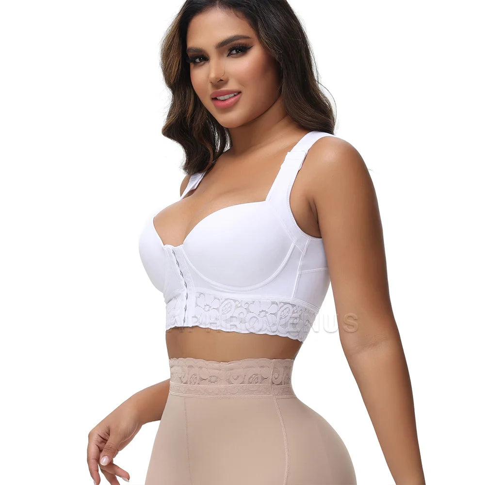 Women's High Back Posture Corrector Bra Shaper Plus Size Wide Band Bras Shapewear Back Fat Smooth Underwear Shaper Tops