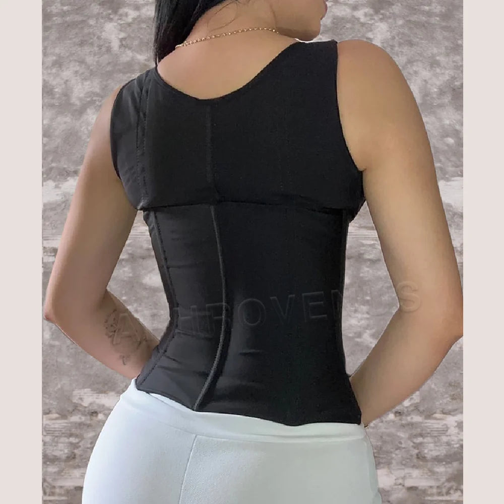 Women Front Zipper and Hook-eyes inside Design Waist Trainer Tops Slimming Shaper Vest Belt Flat Belly Corset