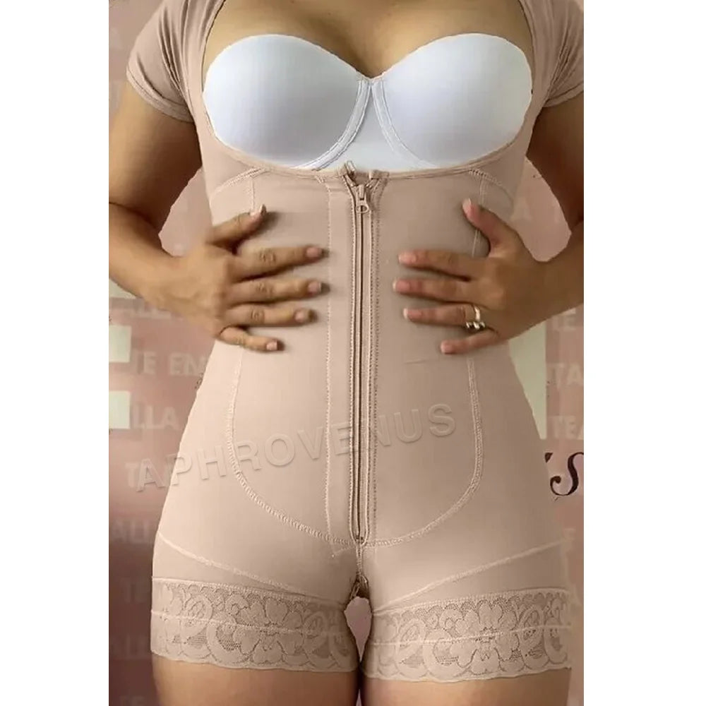 Women's Compression Short Sleeves Butt Lifter Body Shaper Slimming Tummy Control Shapewear for Postpartum Use