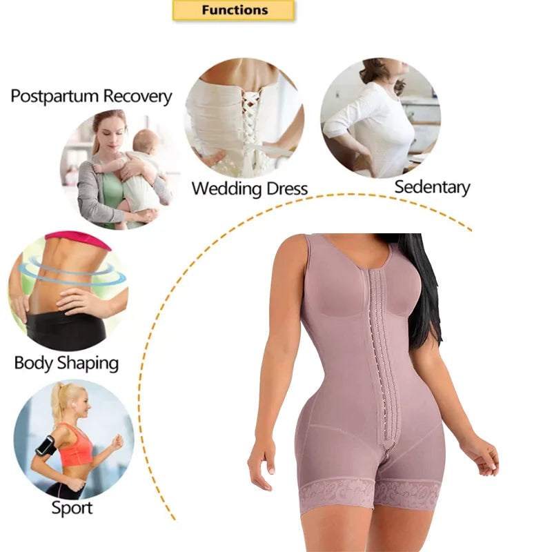 Full Body Shaper High Compression Shapewear Girdle With Brooches Bust For Postpartum Slimming Sheath Belly