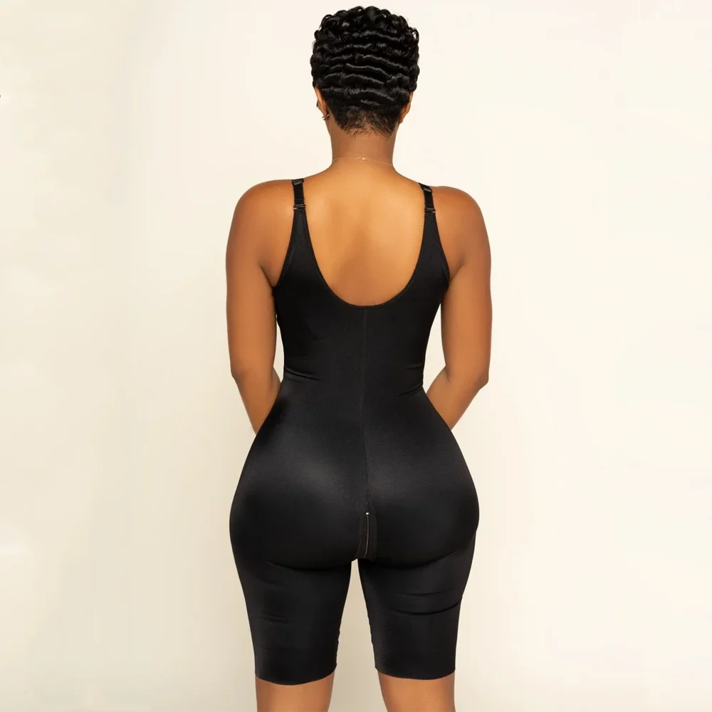 Shoulder Straps Body Shaper One-piece Front Zipper Abdomen Chest Support Hip Shaping Postpartum Underwear Fitness Bodysuit